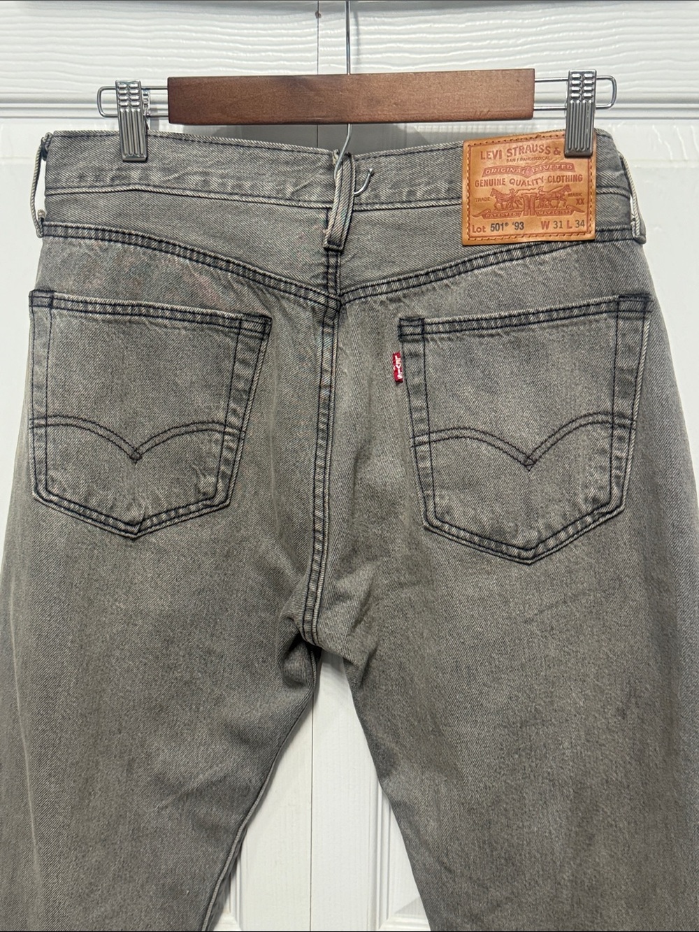 Levi's 501 ‘93 Premium Big E Men's Washed Gray Slim Straight Jeans Size W31X34 - Picture 7 of 14